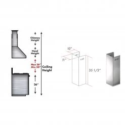 ZLINE Kitchen And Bath ZLINE 1-36 In. Chimney Extension For 9 Ft. To 10 Ft. Ceilings (1PCEXT-ALP70WL) Range Hood Accessories
