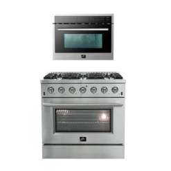 2-Piece Kitchen Packages Forno 2-Piece Stainless Steel Appliance Package - With 36 In. Gas Range And 24 In. Built-In Microwave Oven (2AP-FFSGS6350-36)