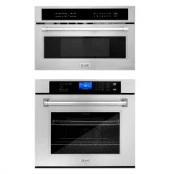 ZLINE Kitchen And Bath ZLINE Stainless Steel 30 In. Built-in Convection Microwave Oven And 30 In. Single Wall Oven With Self Clean (2KP-MW30-AWS30) 2-Piece Kitchen Packages
