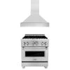 ZLINE Kitchen And Bath 2-Piece Kitchen Packages ZLINE 30 In. Kitchen Package With DuraSnow Stainless Steel Gas Range And Convertible Vent Range Hood (2KP-RGSSNRH30)