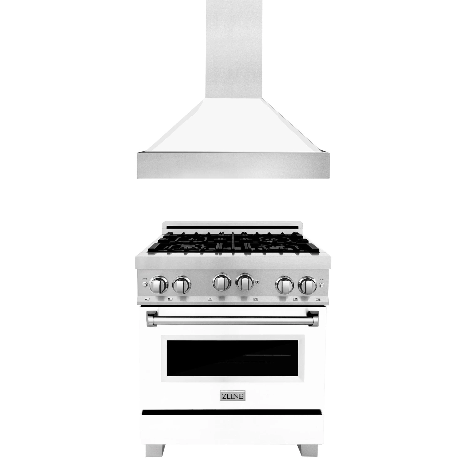 ZLINE Kitchen And Bath ZLINE 30 In. Kitchen Package With DuraSnow Stainless Steel Gas Range With White Matte Door And Convertible Vent Range Hood (2KP-RGSWMRH30) 2-Piece Kitchen Packages 1 ZLINE Kitchen And Bath ZLINE 30 In. Kitchen Package With DuraSnow Stainless Steel Gas Range With White Matte Door And Convertible Vent Range Hood (2KP-RGSWMRH30) 2-Piece Kitchen Packages