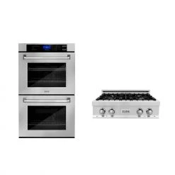 ZLINE Kitchen And Bath ZLINE Kitchen Package With 30 In. Stainless Steel Rangetop And 30 In. Double Wall Oven (2KP-RTAWD30)