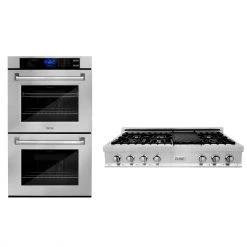 ZLINE Kitchen And Bath 2-Piece Kitchen Packages ZLINE Kitchen Package With 48 In. Stainless Steel Rangetop And 30 In. Double Wall Oven (2KP-RTAWD48)
