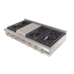 Shop By Brand Kucht 48 In. 6 Burner Gas Stovetop In Stainless Steel (KRT481GU)