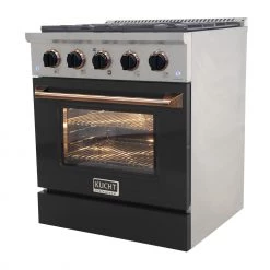 Shop By Brand Kucht 30 In. 4.2 Cu. Ft. Professional All Gas Range In Stainless Steel With Black Door And Accents (KNG301-K)