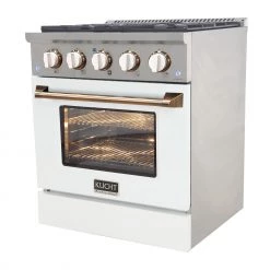 Kucht 30 In. 4.2 Cu. Ft. Professional All Gas Range In Stainless Steel With White Door And Accents (KNG301-W) Shop By Brand