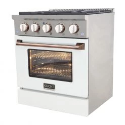 Kucht 30 In. 4.2 Cu. Ft. Professional All Gas Range In Stainless Steel With White Door And Accents (KNG301-W) Shop By Brand