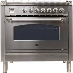 ILVE 36" 3.55 Cu. Ft. Nostalgie Series Freestanding Dual Fuel Range In Stainless Steel With Chrome Accents Shop By Brand