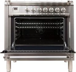 ILVE 36" 3.55 Cu. Ft. Nostalgie Series Freestanding Dual Fuel Range In Stainless Steel With Chrome Accents Shop By Brand 11 ILVE 36