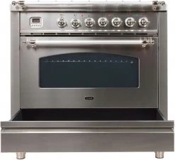 ILVE 36" 3.55 Cu. Ft. Nostalgie Series Freestanding Dual Fuel Range In Stainless Steel With Chrome Accents Shop By Brand 13 ILVE 36