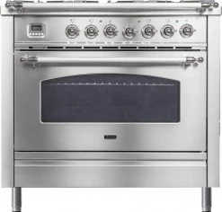 ILVE 36" 3.55 Cu. Ft. Nostalgie Series Freestanding All Gas Range In Stainless Steel Shop By Brand
