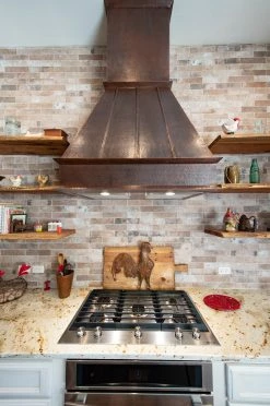 Premier Copper Products Shop By Brand Premier Copper 38 In. Euro Wall Mounted Range Hood In Hammered Copper