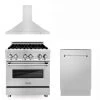 ZLINE Kitchen And Bath ZLINE 30 In. Kitchen Package With Stainless Steel Dual Fuel Range, Convertible Vent Range Hood And Tall Tub Dishwasher (3KP-RARH30-DWV)