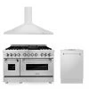 ZLINE Kitchen And Bath ZLINE 48 In. Kitchen Package With Stainless Steel Dual Fuel Range, Convertible Vent Range Hood And Dishwasher (3KP-RARH48-DW) 3-Piece Kitchen Packages