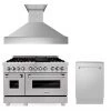ZLINE Kitchen And Bath 3-Piece Kitchen Packages ZLINE 48 In. Kitchen Package With DuraSnow® Stainless Dual Fuel Range, Ducted Vent Range Hood And Tall Tub Dishwasher (3KP-RASRH48-DWV)