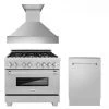 ZLINE Kitchen And Bath ZLINE 36 In. Kitchen Package With DuraSnow¨ Stainless Steel Gas Range, Ducted Range Hood And Dishwasher(3KP-RGSRH36-DWV) 3-Piece Kitchen Packages