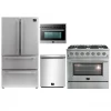 Forno 4-Piece Stainless Steel Appliance Package - With 36 In. French Door Refrigerator, 36 In. All Gas Range, 24 In. Built-In Microwave Oven, And 24 In. Tall Tub Dishwasher (4AP-FFSGS6240-36) 4-Piece Kitchen Packages