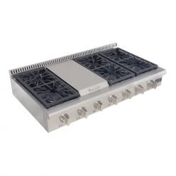 Shop By Brand Kucht 48 In. 6 Burner Gas Stovetop In Stainless Steel (KRT481GU)