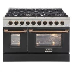 Shop By Brand Kucht 48 In. 6.7 Cu. Ft. Professional All Gas Range In Stainless Steel With Black Door And Accents (KNG381-K)