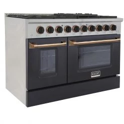 Shop By Brand Kucht 48 In. 6.7 Cu. Ft. Professional All Gas Range In Stainless Steel With Black Door And Accents (KNG381-K)