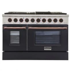 Shop By Brand Kucht 48 In. 6.7 Cu. Ft. Professional All Gas Range In Stainless Steel With Black Door And Accents (KNG381-K)