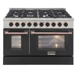 Shop By Brand Kucht 48 In. 6.7 Cu. Ft. Professional All Gas Range In Stainless Steel With Black Door And Accents (KNG381-K)