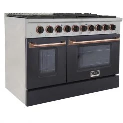 Shop By Brand Kucht 48 In. 6.7 Cu. Ft. Professional All Gas Range In Stainless Steel With Black Door And Accents (KNG381-K)