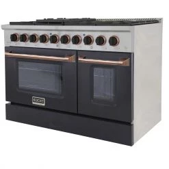 Shop By Brand Kucht 48 In. 6.7 Cu. Ft. Professional All Gas Range In Stainless Steel With Black Door And Accents (KNG381-K)