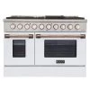 Kucht 48 In. 6.7 Cu. Ft. Professional All Gas Range In Stainless Steel With White Door And Colored Handle Accents (KNG481-W) Shop By Brand