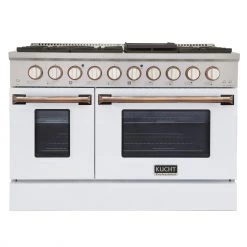 Kucht 48 In. 6.7 Cu. Ft. Professional All Gas Range In Stainless Steel With White Door And Colored Handle Accents (KNG481-W) Shop By Brand
