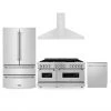 ZLINE Kitchen And Bath 4-Piece Kitchen Packages ZLINE Kitchen Package With Refrigeration, 60 In. Stainless Steel Dual Fuel Range, 60 In. Convertible Vent Range Hood And 24 In. Tall Tub Dishwasher (4KPR-RARH60-DWV)
