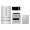ZLINE Kitchen And Bath ZLINE Kitchen Package With Refrigeration, 30 In. Stainless Steel Gas Range, 30 In. Traditional Over The Range Microwave And 24 In. Tall Tub Dishwasher (4KPR-RGOTRH30-DWV) 4-Piece Kitchen Packages