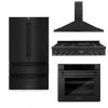 ZLINE Kitchen And Bath ZLINE Kitchen Package With Black Stainless Steel Refrigeration, 48 In. Rangetop, 48 In. Range Hood And 30 In. Single Wall Oven (4KPR-RTBRH48-AWS)