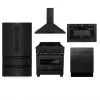 ZLINE Kitchen And Bath 5-Piece Kitchen Packages ZLINE Kitchen Package With Black Stainless Steel Refrigeration, 30 In. Dual Fuel Range, 30 In. Range Hood, Microwave Drawer, And 24 In. Tall Tub Dishwasher (5KPR-RABRH-MWDWV)