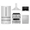 ZLINE Kitchen And Bath ZLINE Kitchen Package With Refrigeration, 30 In. Stainless Steel Dual Fuel Range, 30 In. Convertible Vent Range Hood, 24 In. Microwave Drawer, And 24 In. Tall Tub Dishwasher (5KPR-RARH30-MWDWV)