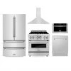 ZLINE Kitchen And Bath 5-Piece Kitchen Packages ZLINE Kitchen Package With Refrigeration, 30 In. Stainless Steel Gas Range, 30 In. Convertible Vent Range Hood, 24 In. Microwave Drawer, And 24 In. Tall Tub Dishwasher (5KPR-RGRH30-MWDWV)