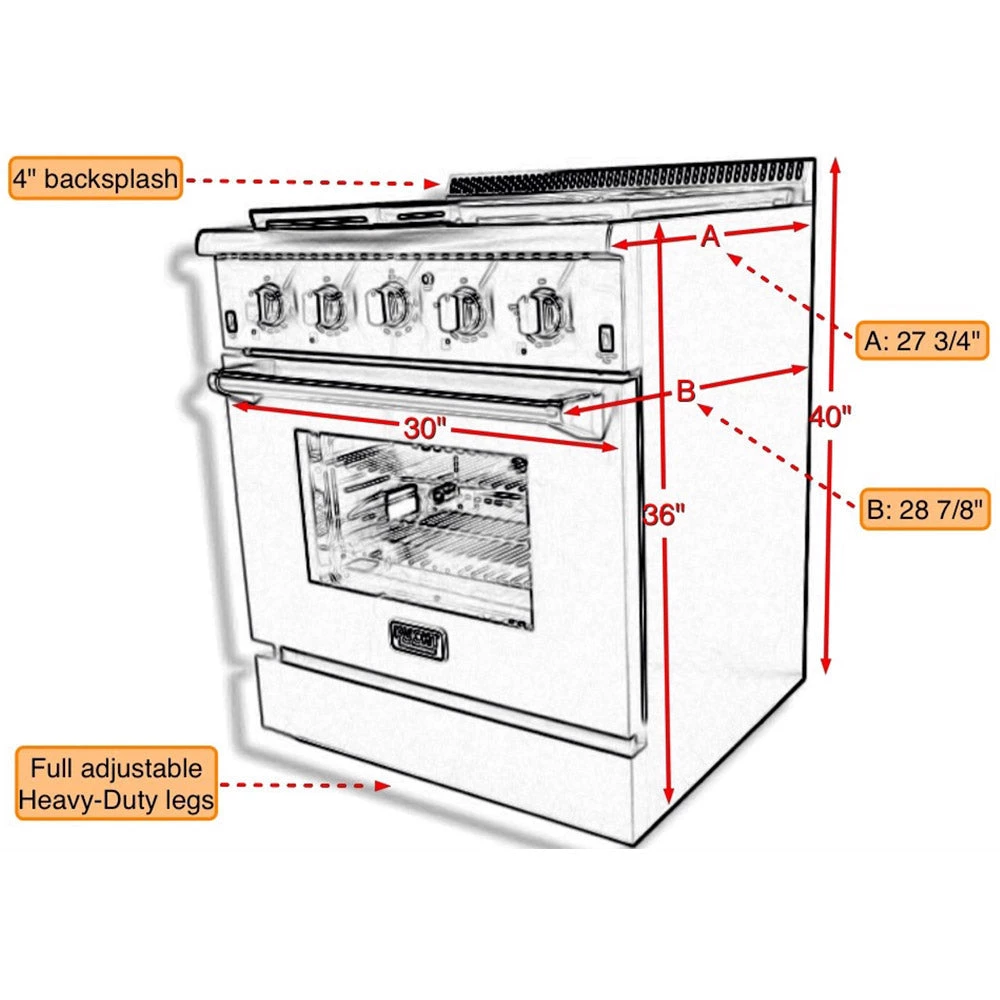 Kucht 30 In. 4.2 Cu. Ft. Professional All Gas Range In Stainless Steel (KRG3080U) 10 Kucht 30 In. 4.2 Cu. Ft. Professional All Gas Range In Stainless Steel (KRG3080U)