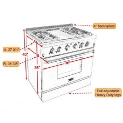 Kucht 36 In. 5.2 Cu. Ft. Professional All Gas Range In Stainless Steel And Accents (KRG3609U) Shop By Brand 38 Kucht 36 In. 5.2 Cu. Ft. Professional All Gas Range In Stainless Steel And Accents (KRG3609U) Shop By Brand