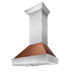 ZLINE Kitchen And Bath Shop By Brand ZLINE Ducted DuraSnow Stainless Steel Range Hood With Hand-Hammered Copper Shell (8654HH)