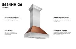 ZLINE Kitchen And Bath Shop By Brand ZLINE Ducted DuraSnow Stainless Steel Range Hood With Hand-Hammered Copper Shell (8654HH)
