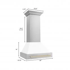 ZLINE Kitchen And Bath ZLINE 30 In. Autograph Edition Stainless Steel Range Hood With White Matte Shell And Accents (8654STZ-WM30) Shop By Size