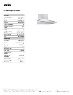 Summit Appliances SUMMIT Wall-Mounted Range Hood In Stainless Steel (SEH36)