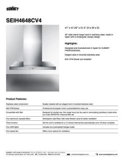 Summit Appliances SUMMIT Island Range Hood