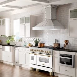 ZLINE Kitchen And Bath ZLINE Autograph Edition 48 In. 6.0 Cu. Ft. Range With Gas Stove And Gas Oven In Stainless Steel With White Matte Door With Accents (RGZ-WM-48) Freestanding Ranges