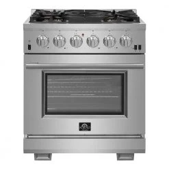Forno Capriasca 30 In. 4.32 Cu. Ft. Professional Range With Gas Stove And Gas Oven In Stainless Steel (FFSGS6260-30) Shop By Brand