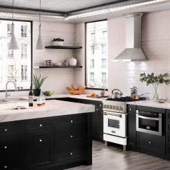 ZLINE Kitchen And Bath Freestanding Ranges ZLINE Autograph Edition 24 In. 2.8 Cu. Ft. Dual Fuel Range With Gas Stove And Electric Oven In DuraSnow Stainless Steel With White Matte Door (RASZ-WM-24)