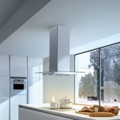 Shop By Brand Faber Glassy Isola 36" Island Mount Range Hood In Stainless Steel