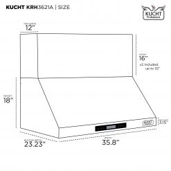 Shop By Brand Kucht 36 In. Wall Mounted Range Hood Under Cabinet In Stainless Steel (KRH3621A)