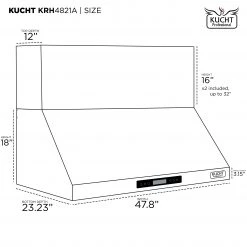 Kucht 48 In. Wall Mounted Range Hood Under Cabinet In Stainless Steel (KRH4821A) Shop By Brand