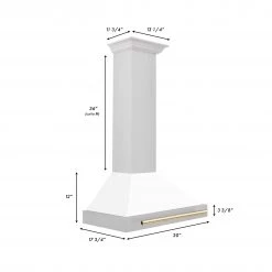 ZLINE Kitchen And Bath ZLINE 30 In. Autograph Edition Stainless Steel Range Hood With White Matte Shell And Accents (KB4STZ-WM30)